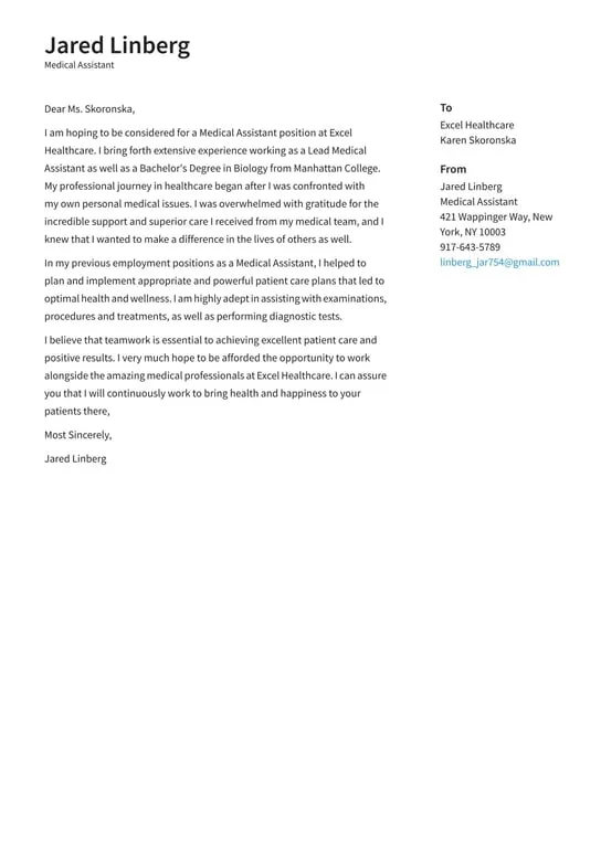 31088 medical assistant cover letter