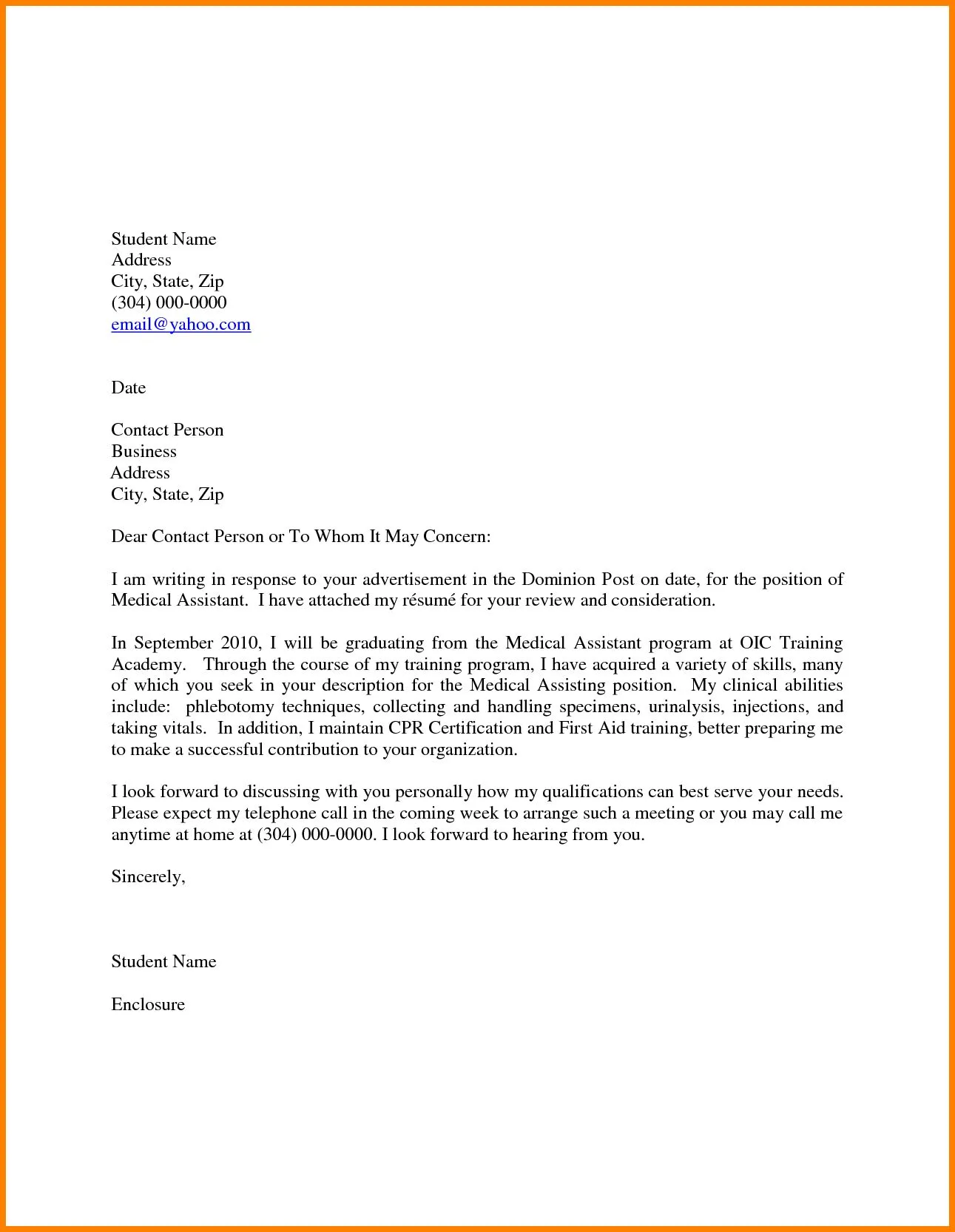 31088 medical cover letter header