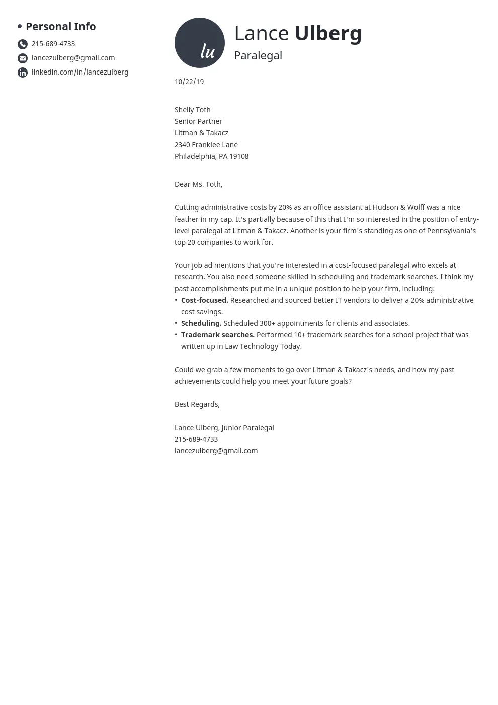 31099 cover letter components