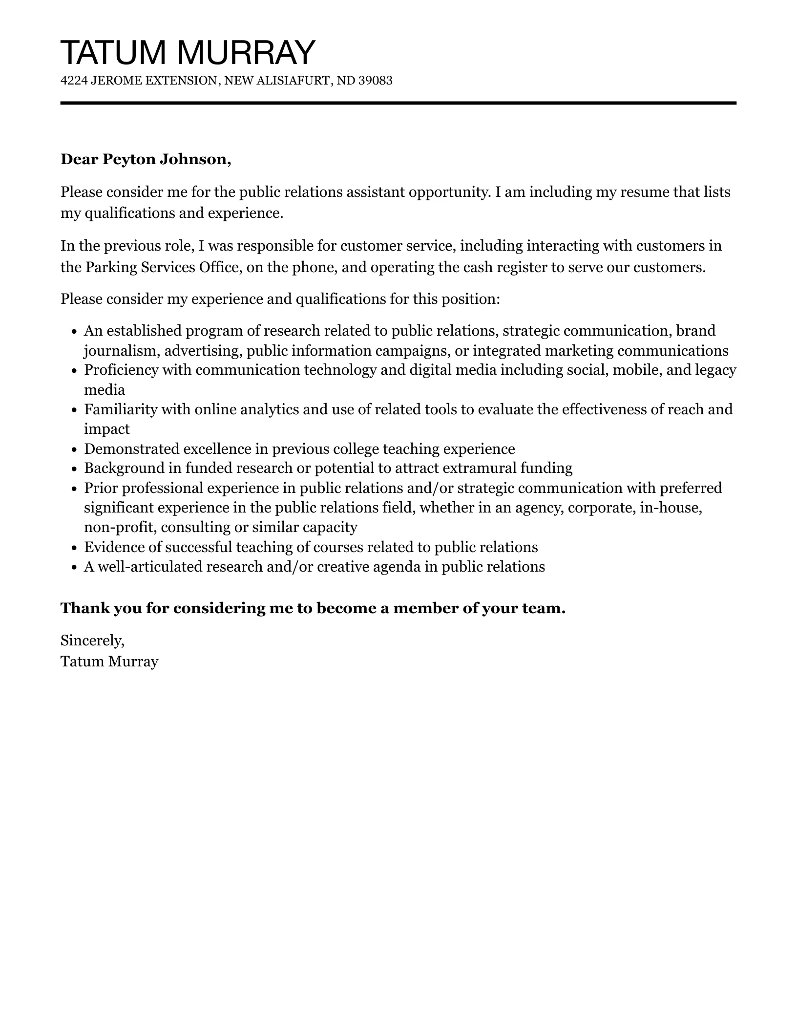 31100 pr assistant cover letter examples