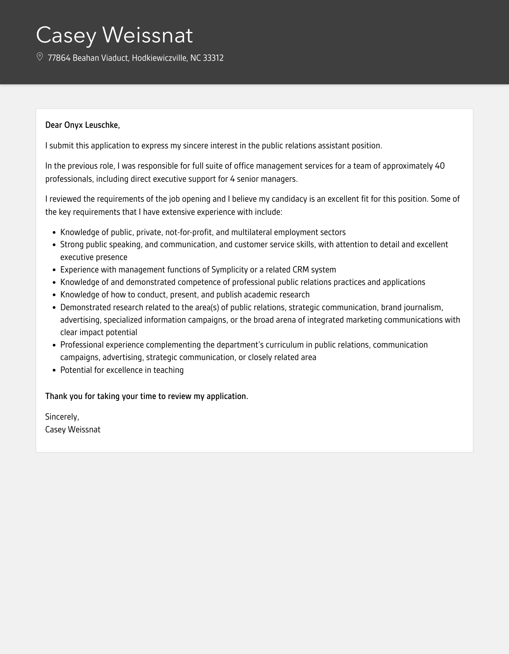 31100 pr assistant skills highlighted