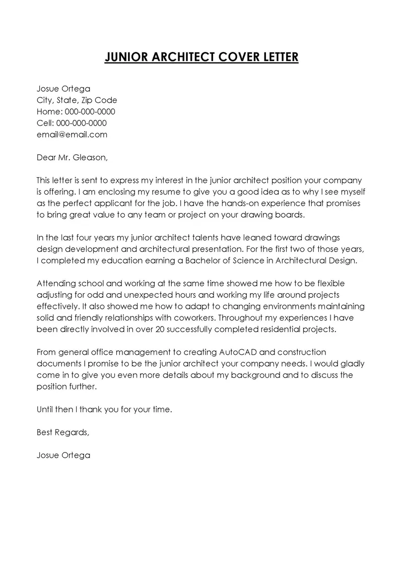 31122 architecture cover letter formatting