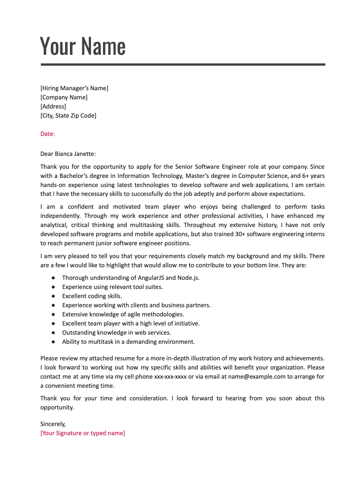31123 cover letter formatting