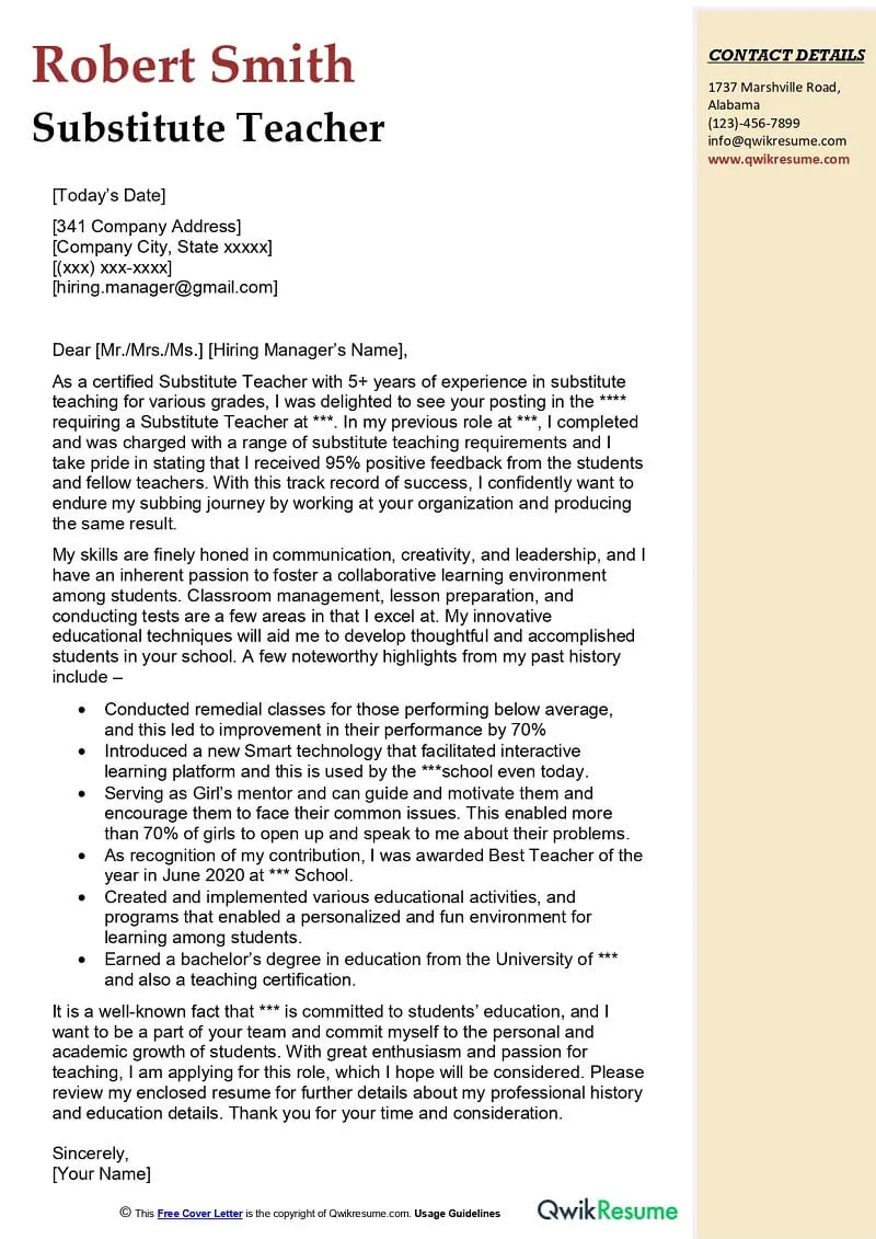 31124 teacher cover letter closing