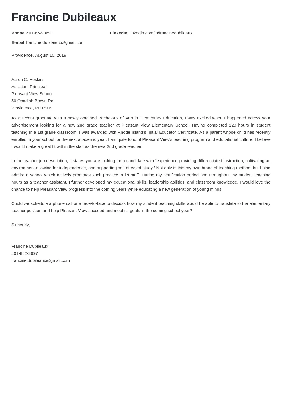 31124 teacher experience example