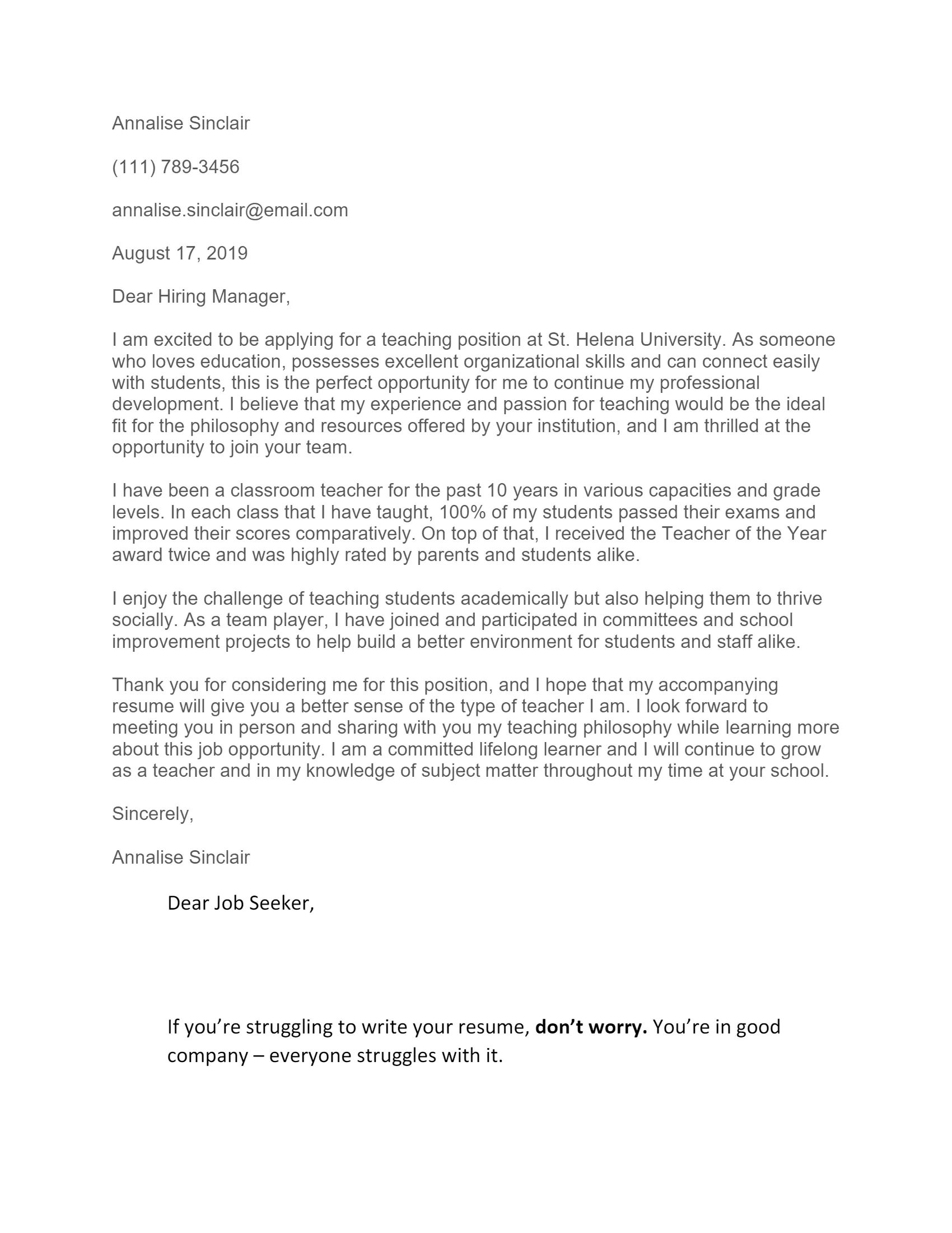 31128 teacher cover letter skills