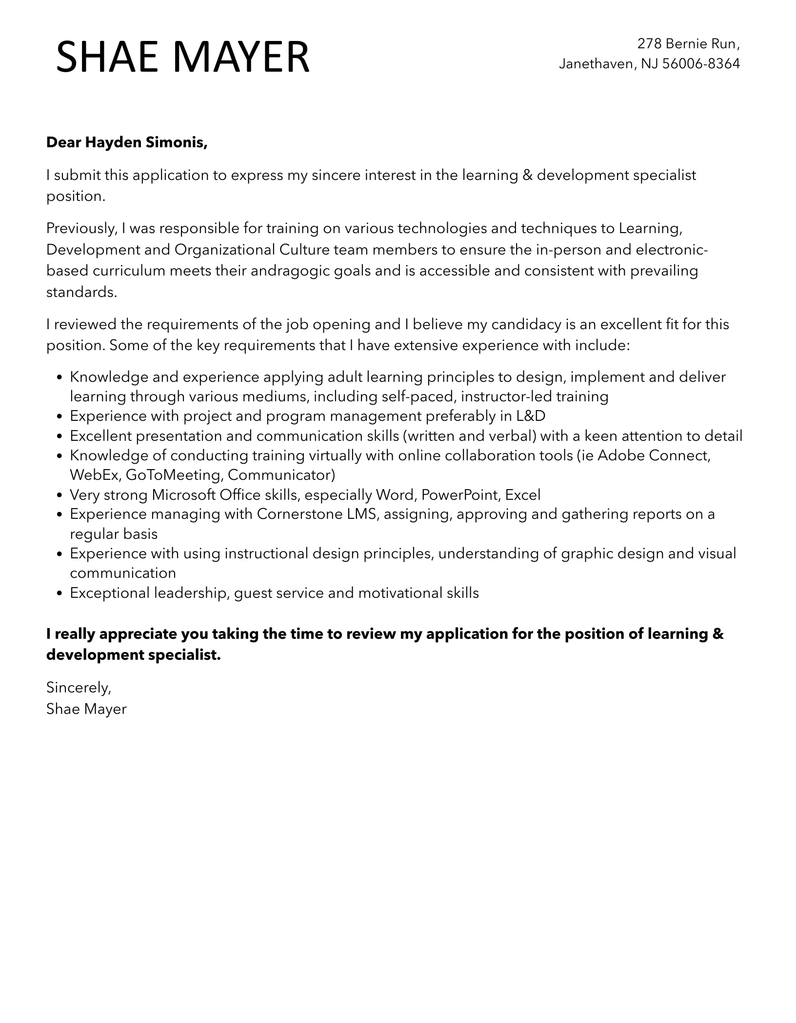 31132 tailor cover letter