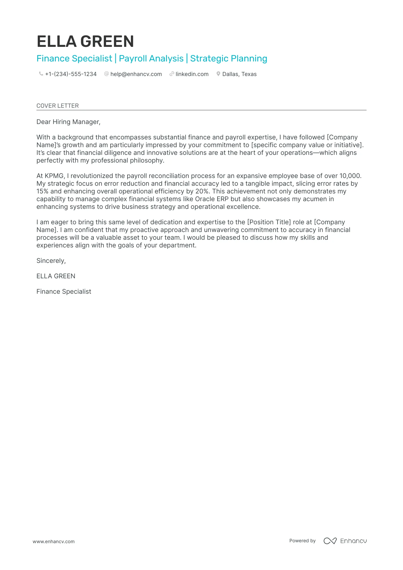 31141 finance manager cover letter