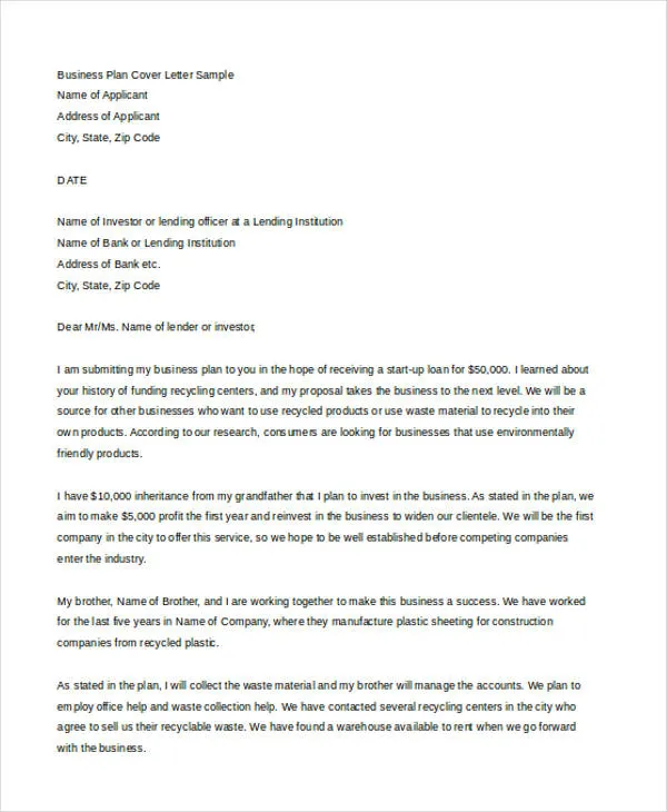 31142 business plan cover letter 4