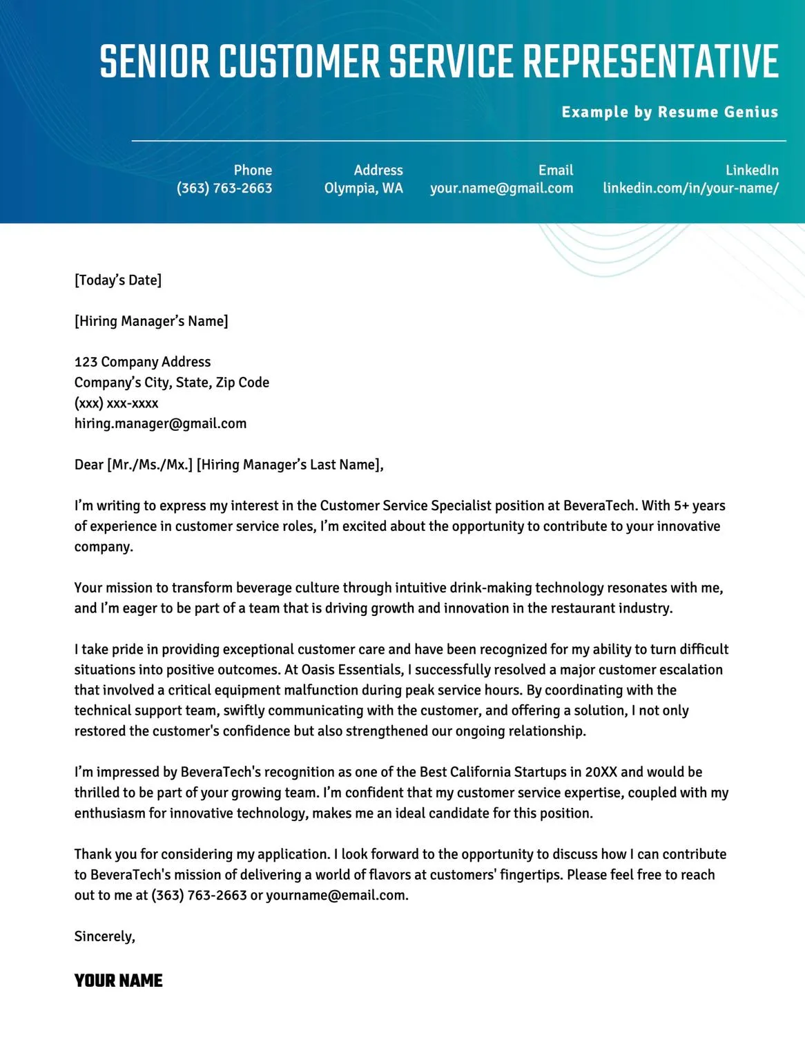 31160 customer service cover letter 4