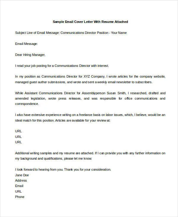 31175 email cover letter example 1