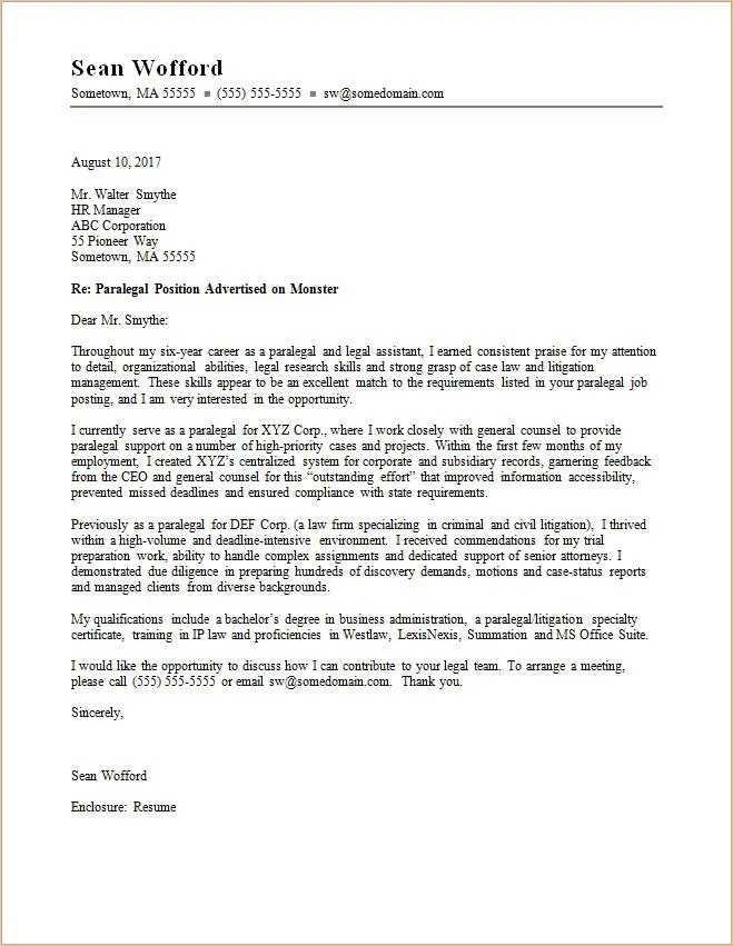 31179 paralegal cover letter closing