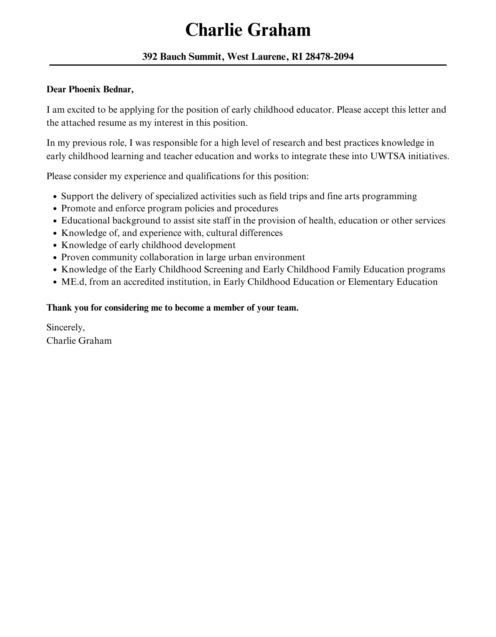 31182 childhood education cover letter tips