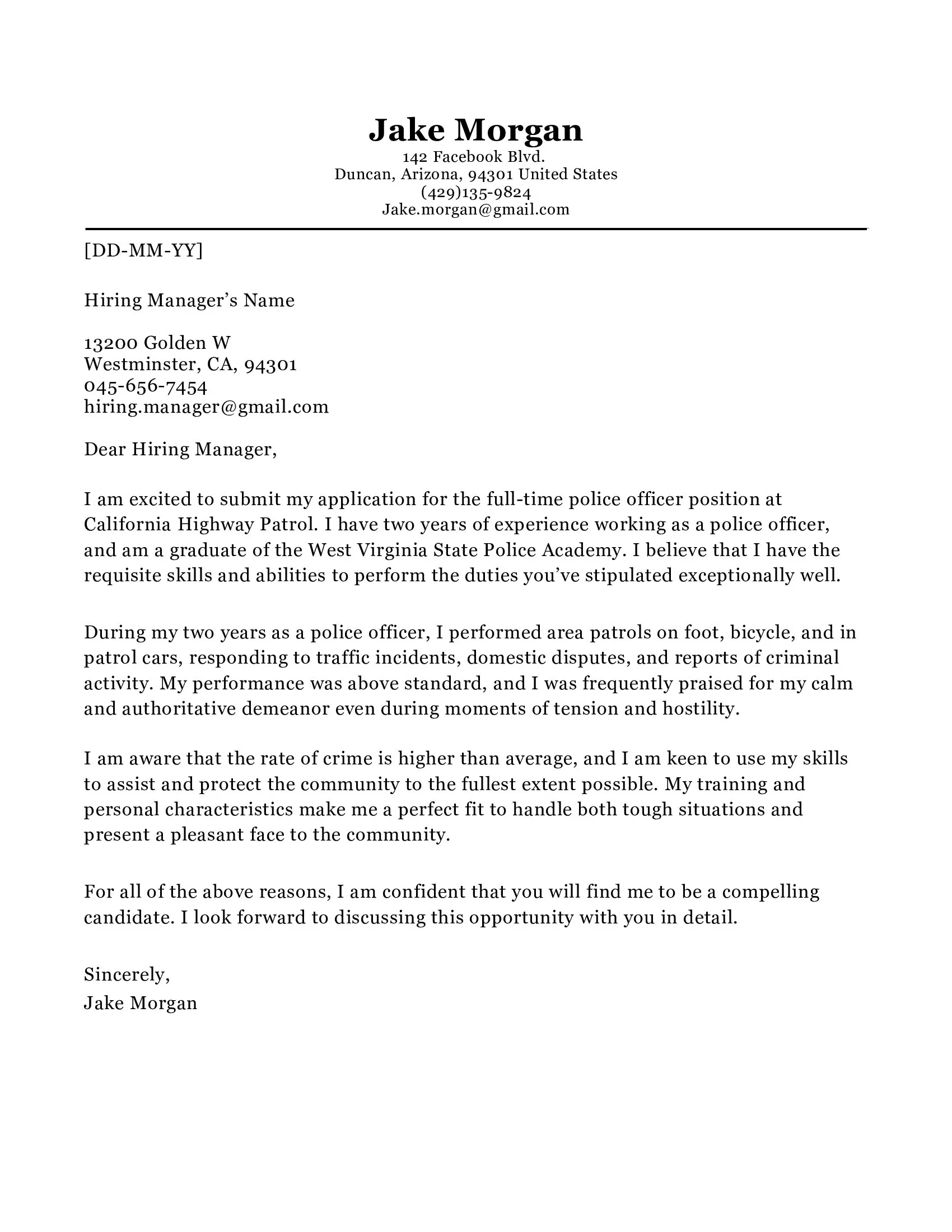 31193 cover letter formatting