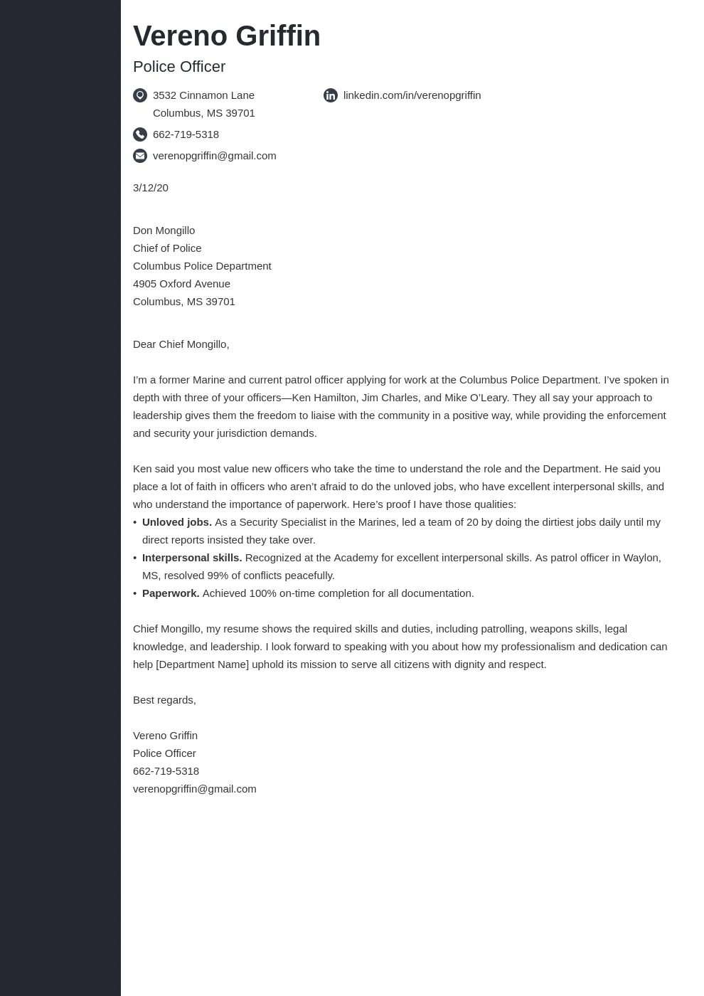 31193 tailoring cover letter