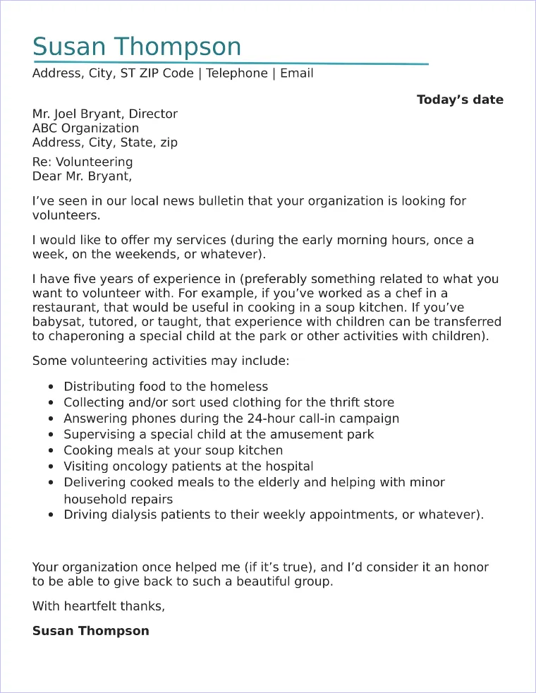 31205 mistakes volunteer cover letter