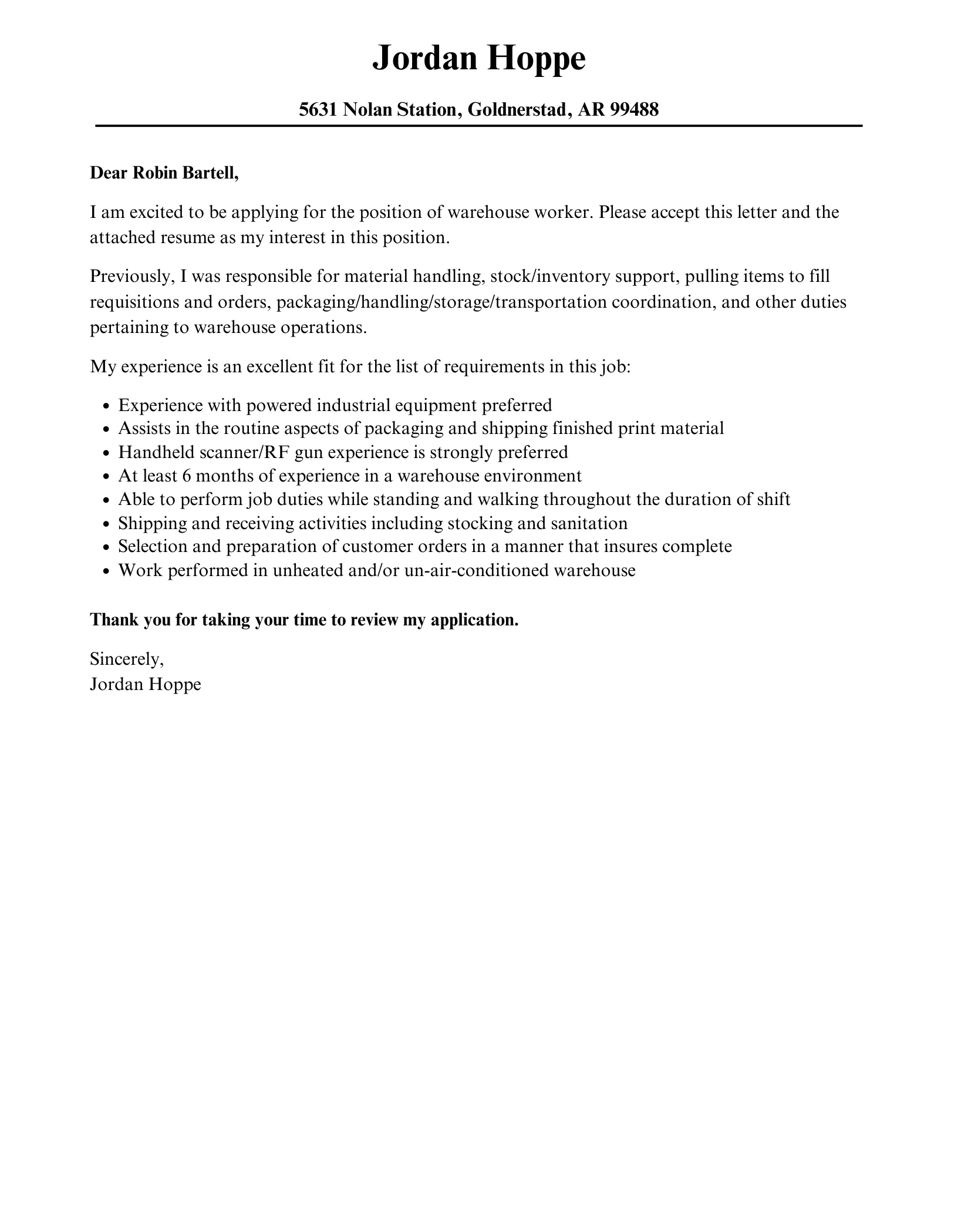 31206 warehouse communication