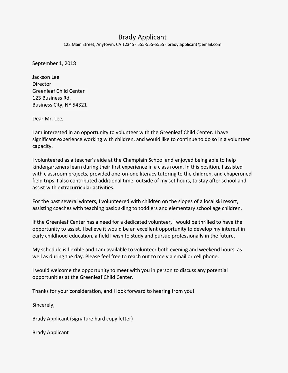 31207 volunteer cover letter writing
