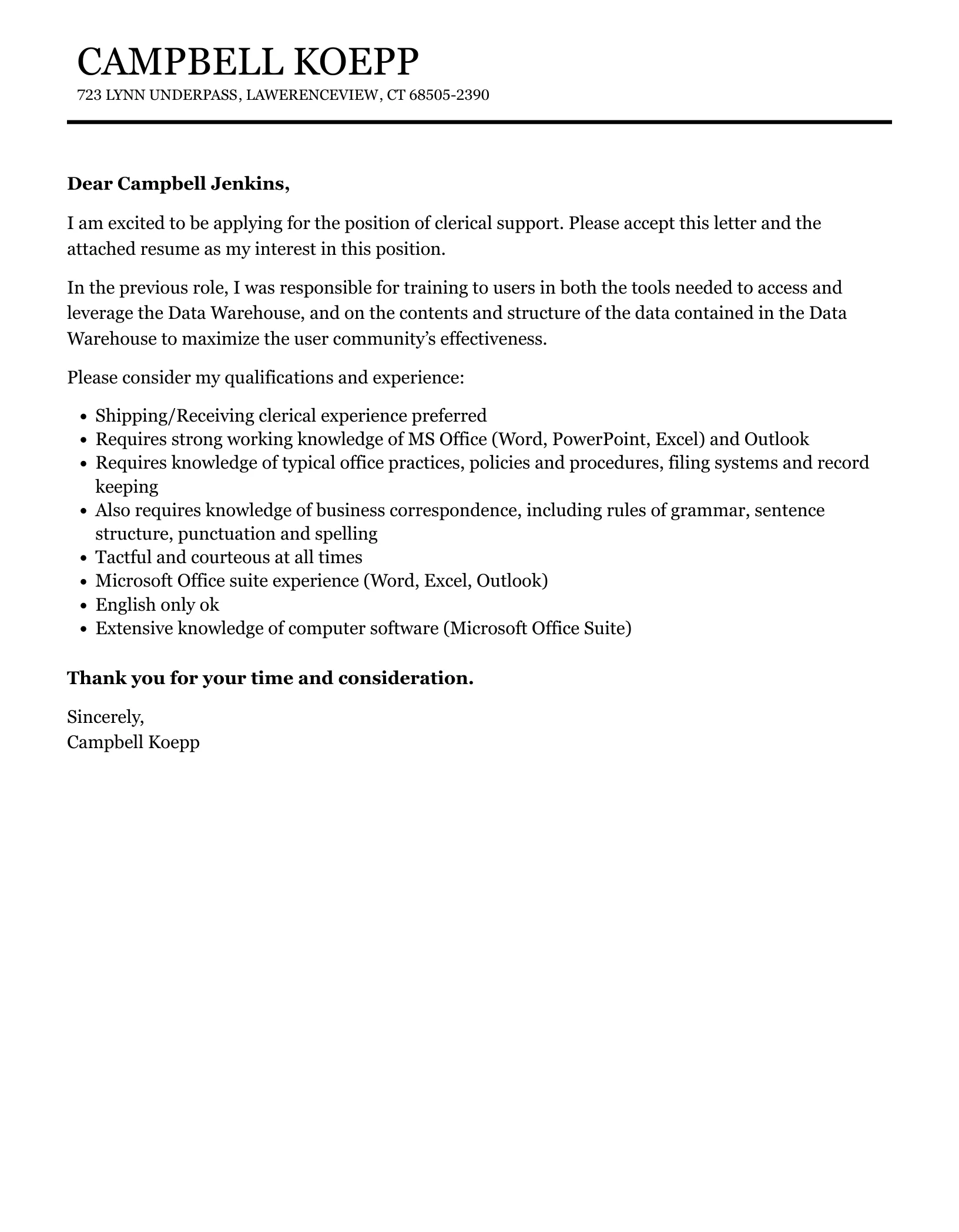 31208 clerical support achievements