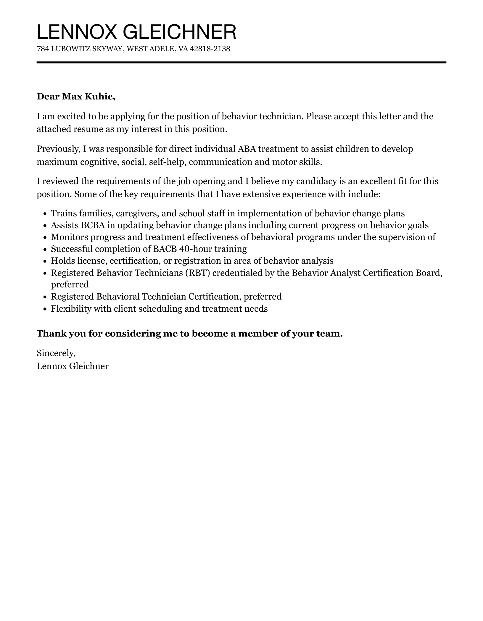 31226 behavior technician communication