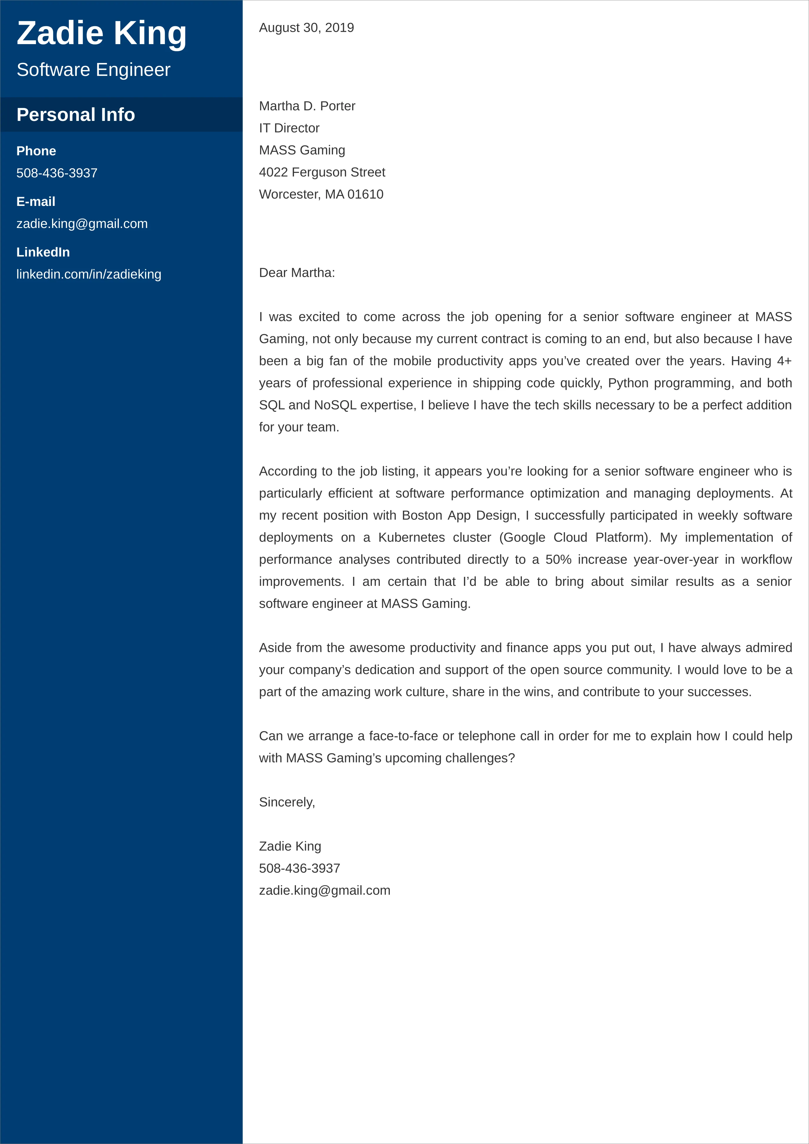 31233 software intern cover letter