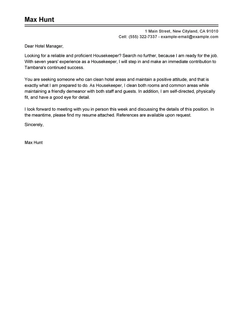 31234 housekeeping experience