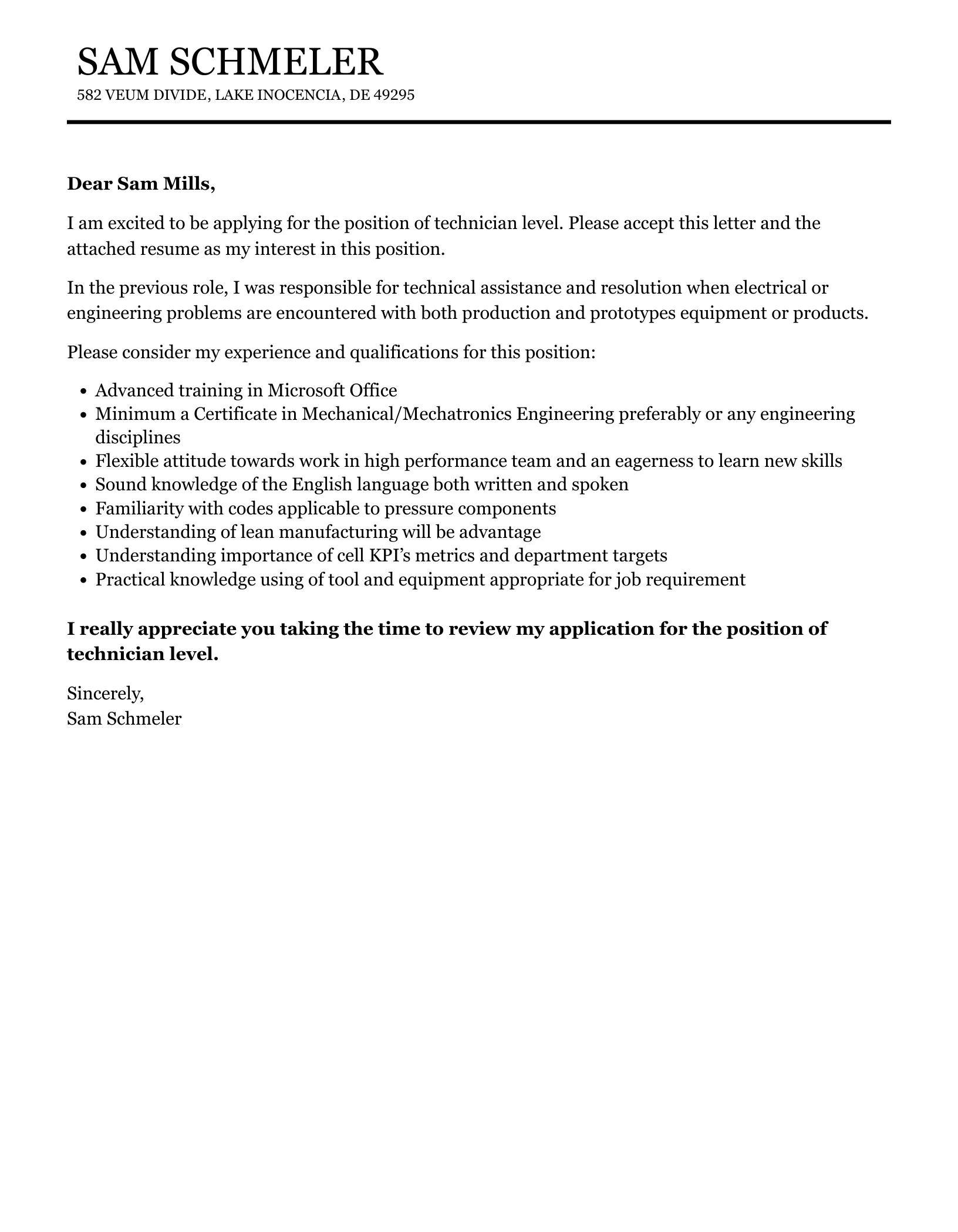 31246 it technician cover letter