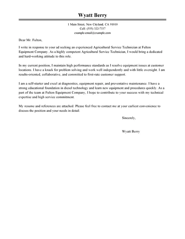 31246 technician cover letter header