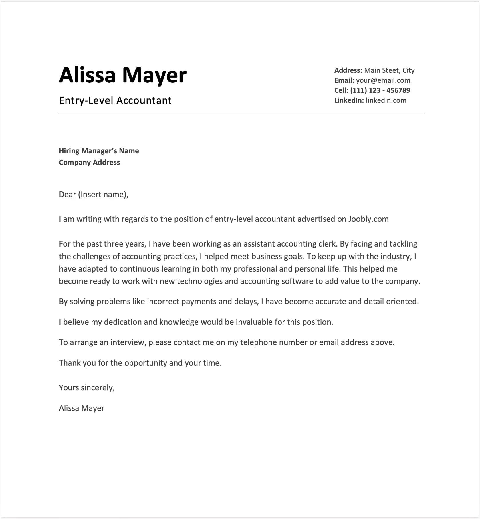 31253 cover letter formatting