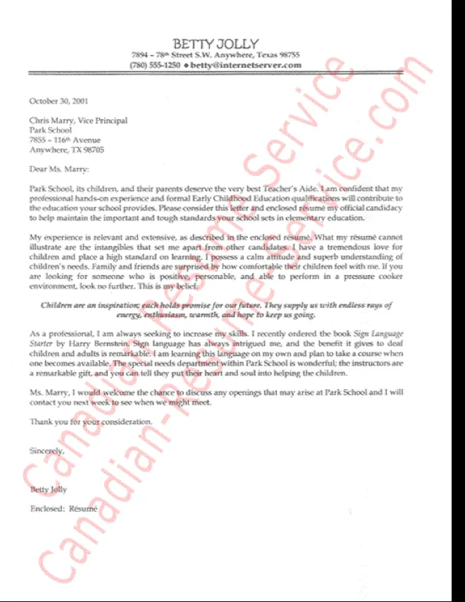 31263 teacher aide cover letter examples