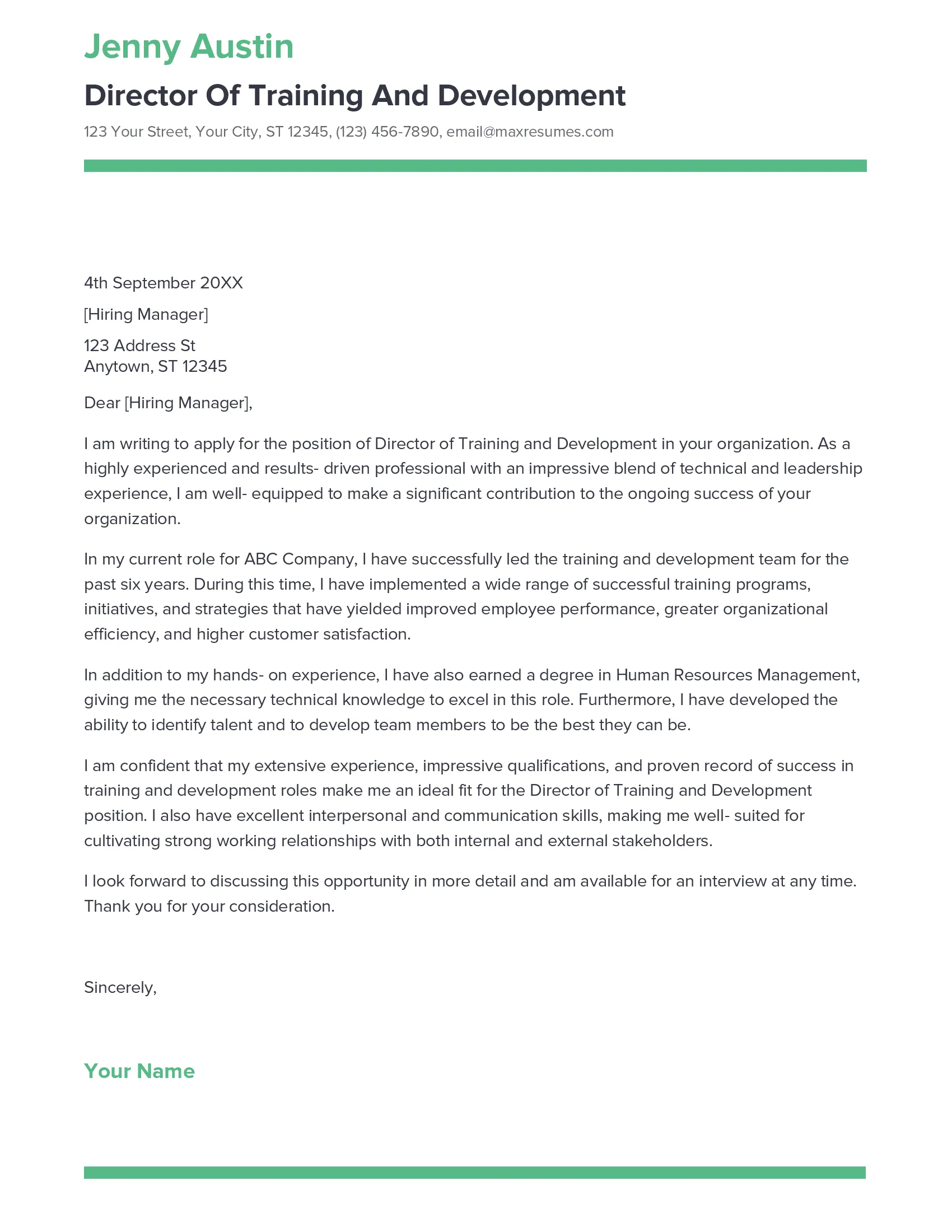 31266 training development cover letter greeting