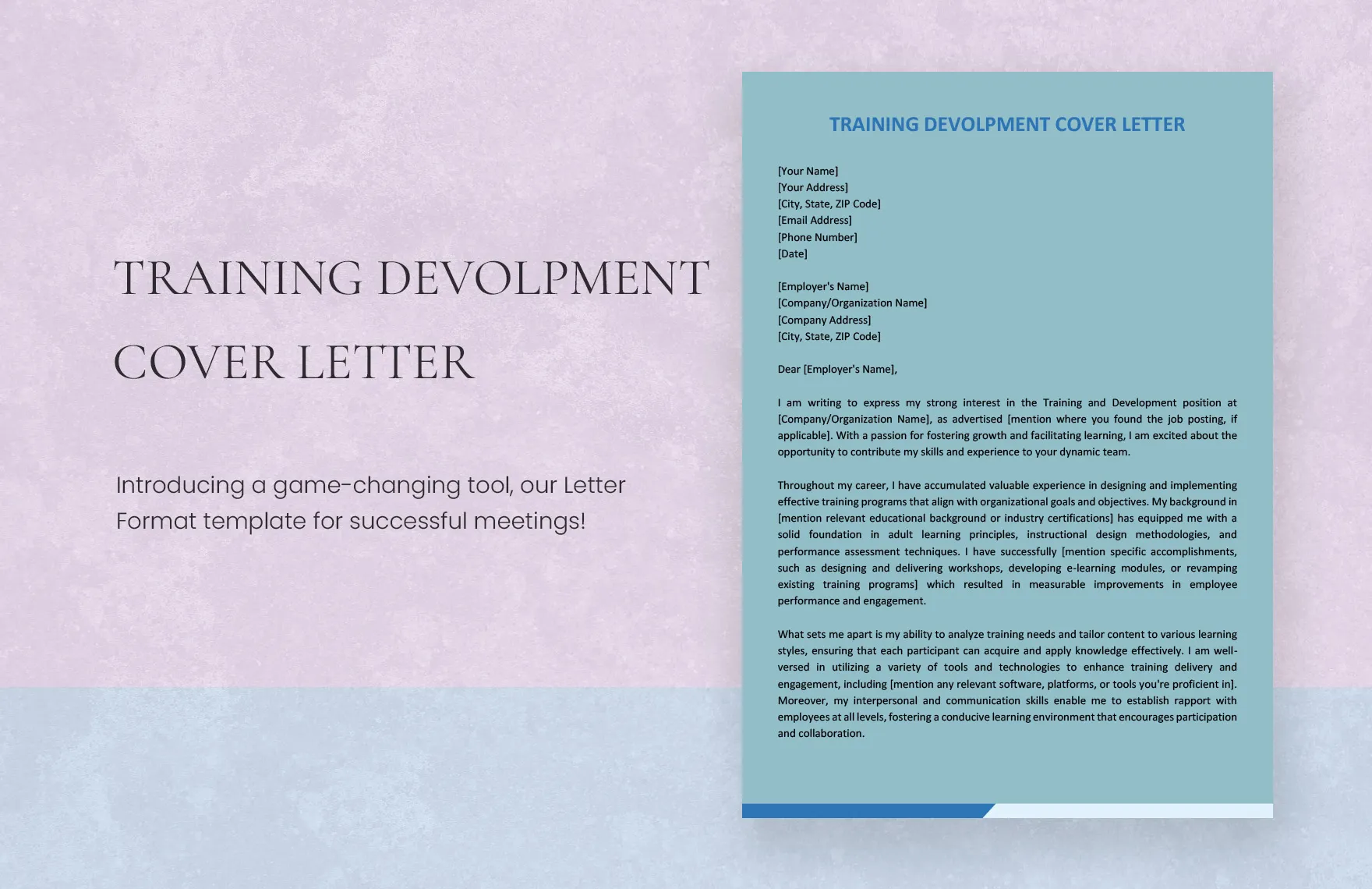31266 training development cover letter header