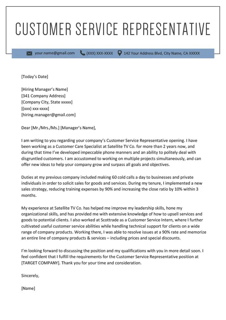 31267 customer service cover letter importance