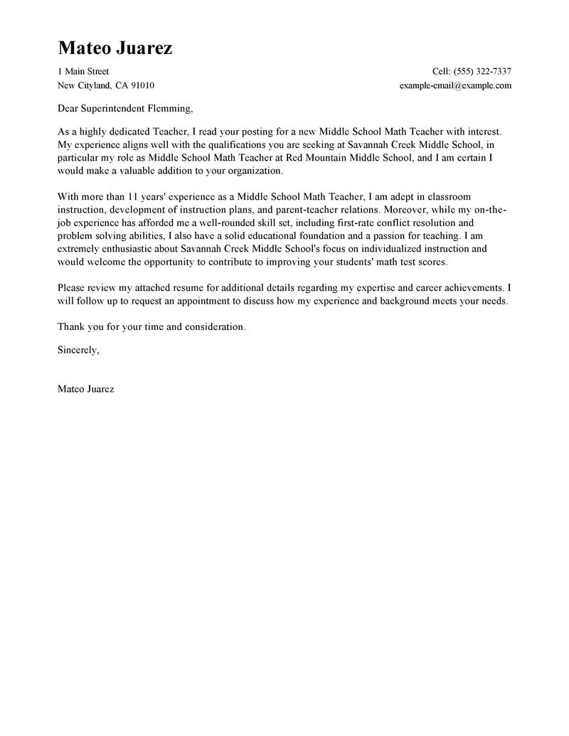 31286 teacher cover letter skills
