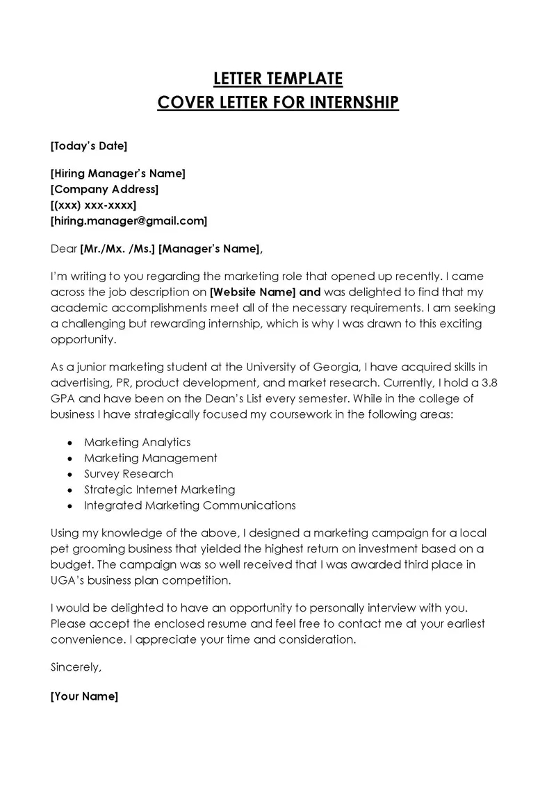 31303 experience cover letter