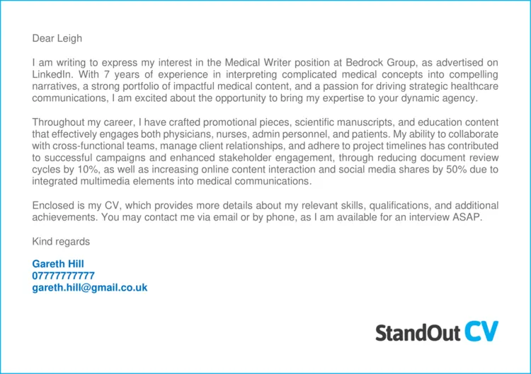 31304 cover letter medical writer