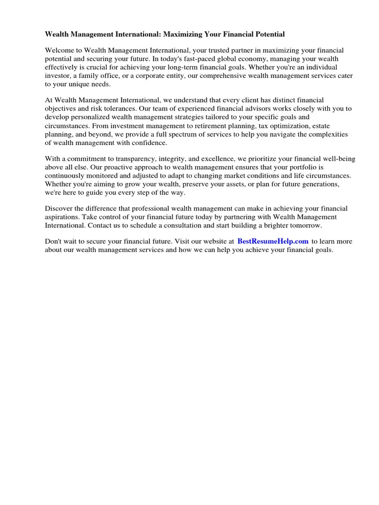 31305 wealth management intern cover letter writing