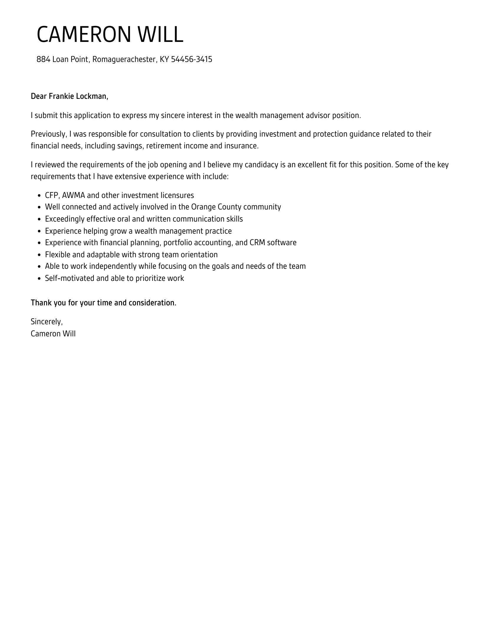 31305 wealth management internship skills