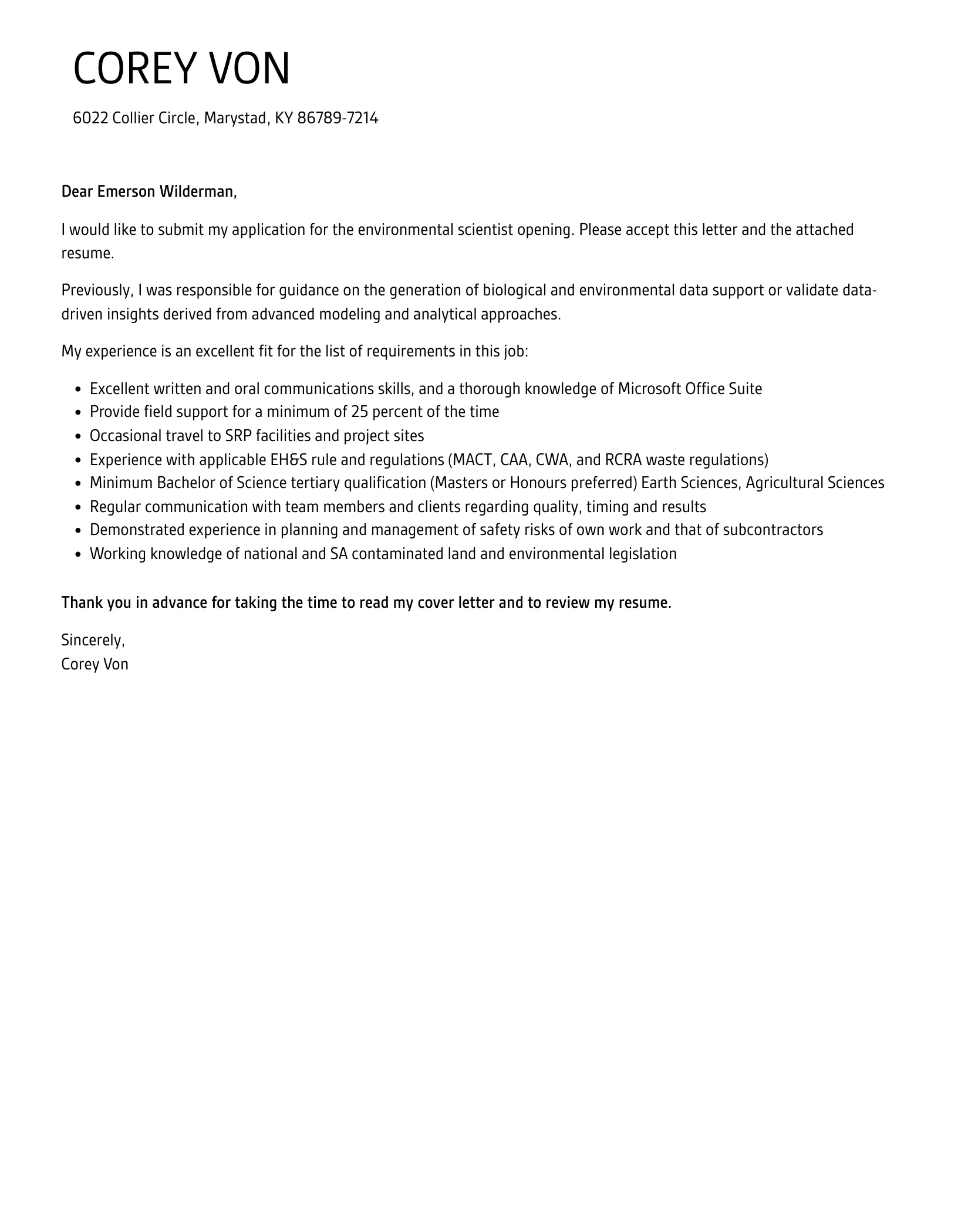 31309 professional cover letter