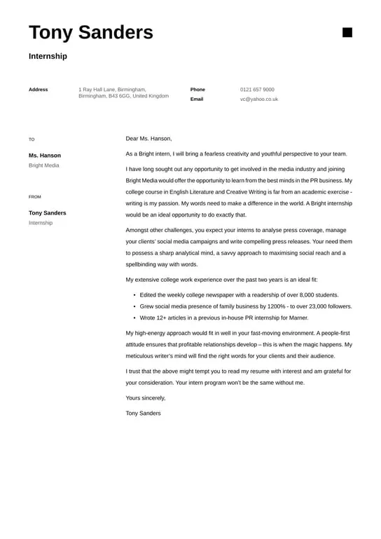 31325 internship resume