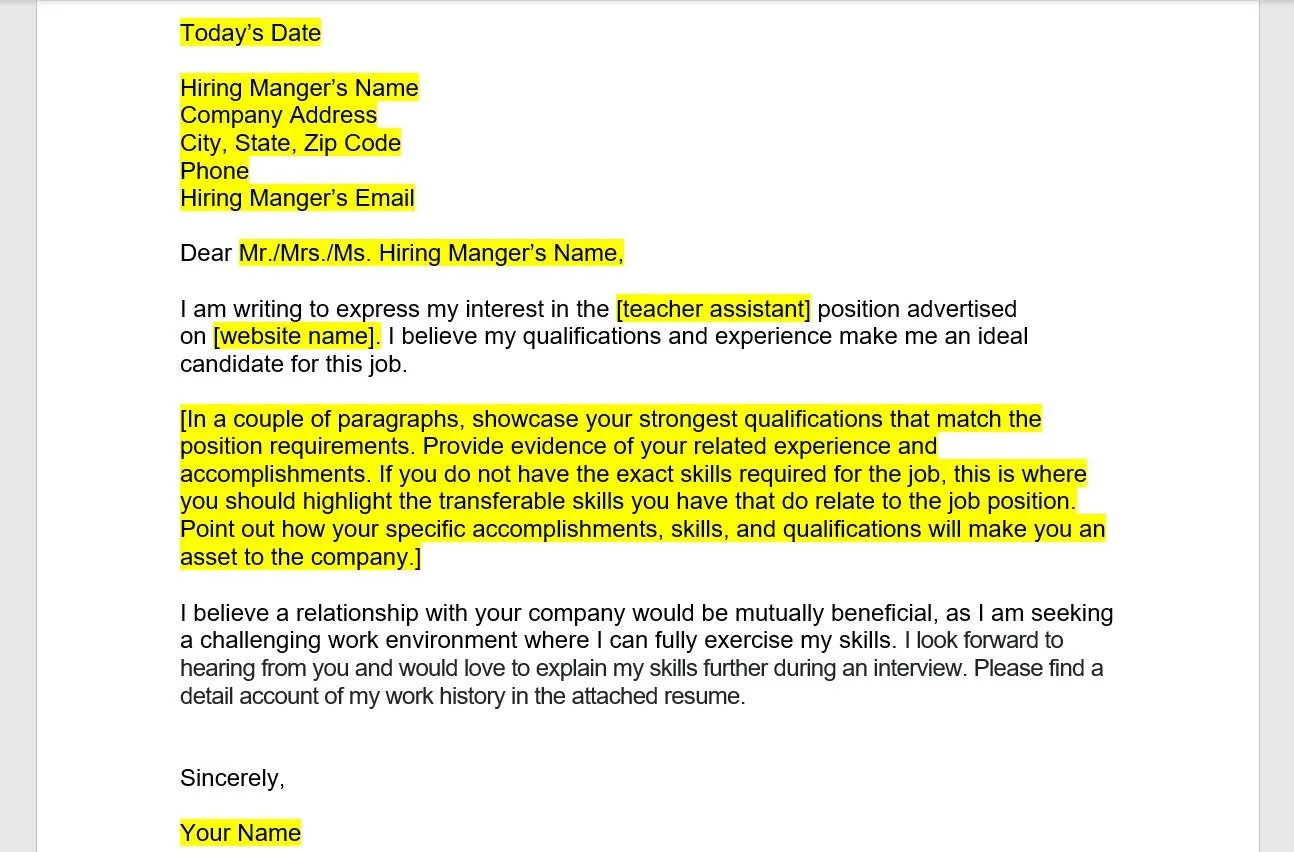 31328 cover letter formatting