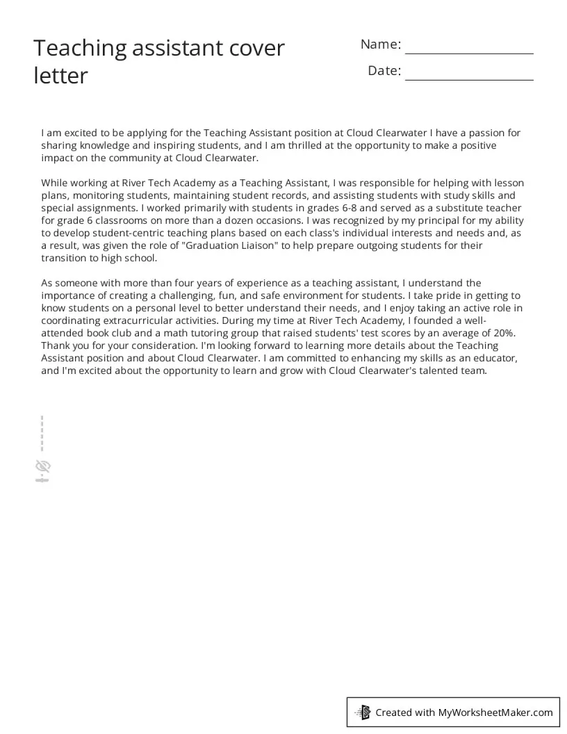 31328 teacher assistant cover letter