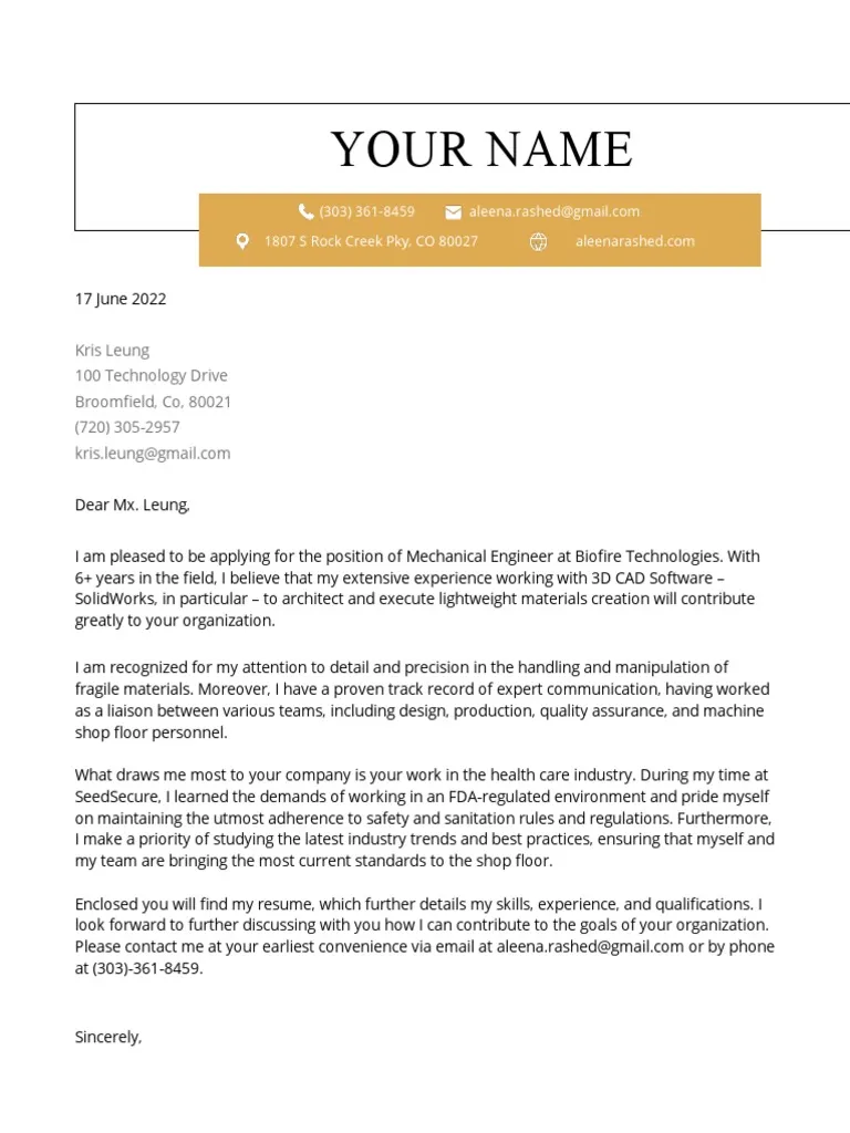 31333 engineering cover letter header