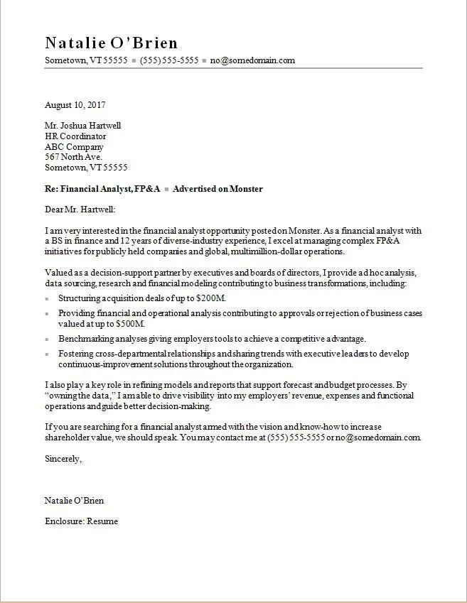 31334 finance analyst cover letter tips