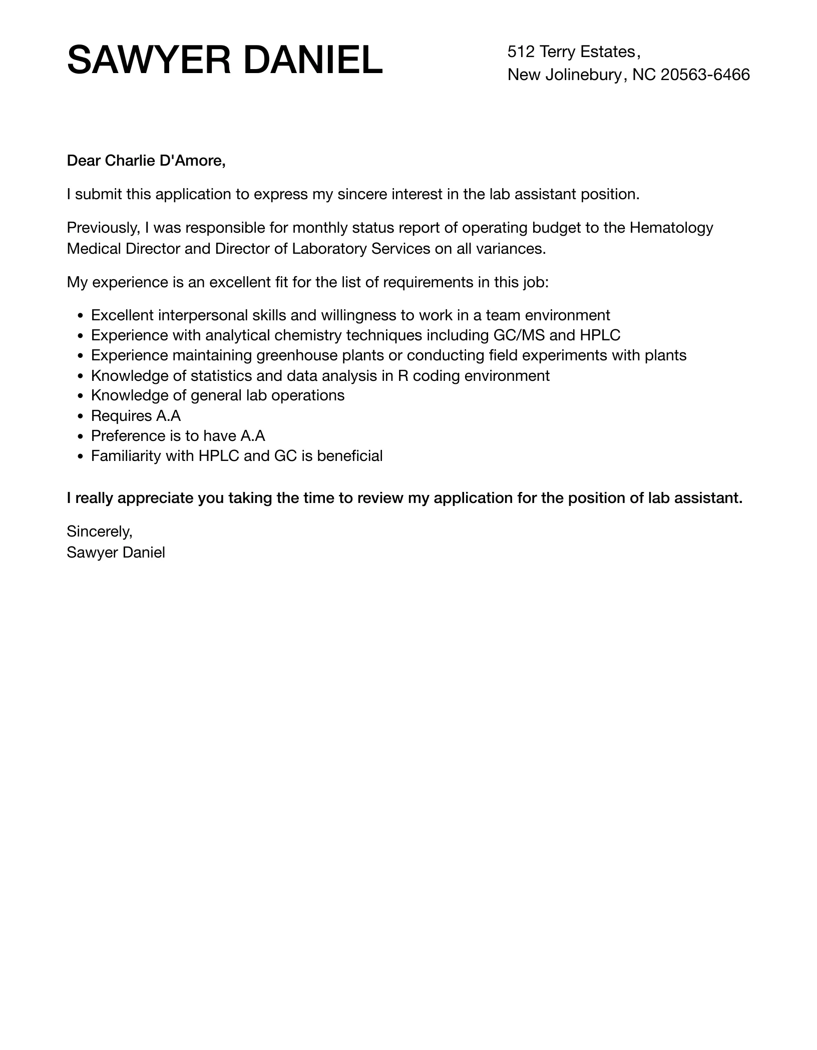 31340 cover letter formatting