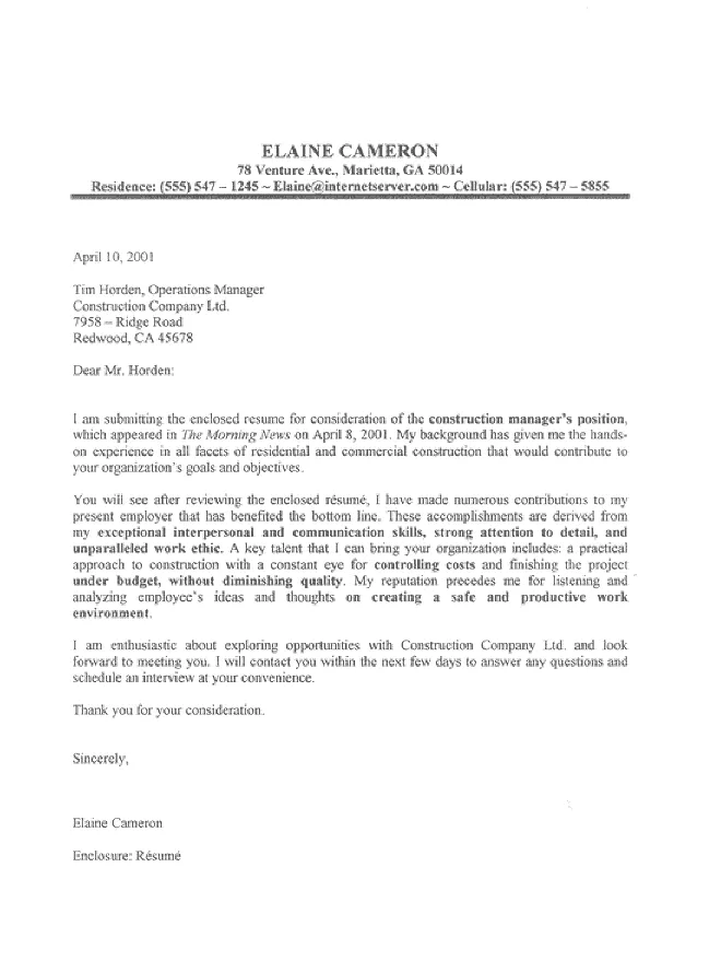 31342 construction cover letter formatting