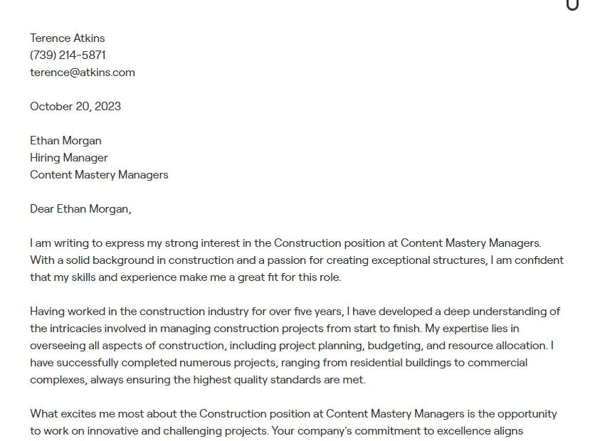 31342 construction cover letter projects