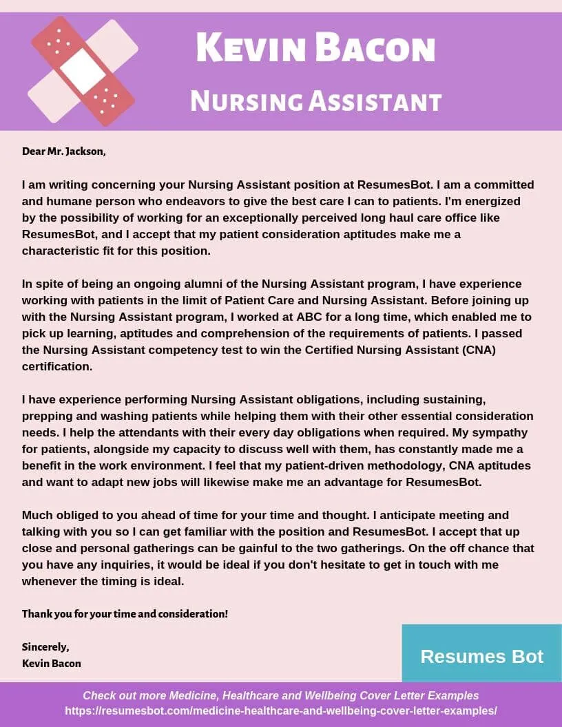 31343 nursing assistant cover letter formatting
