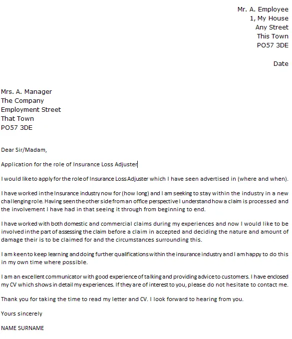 31358 cover letter insurance adjuster 1