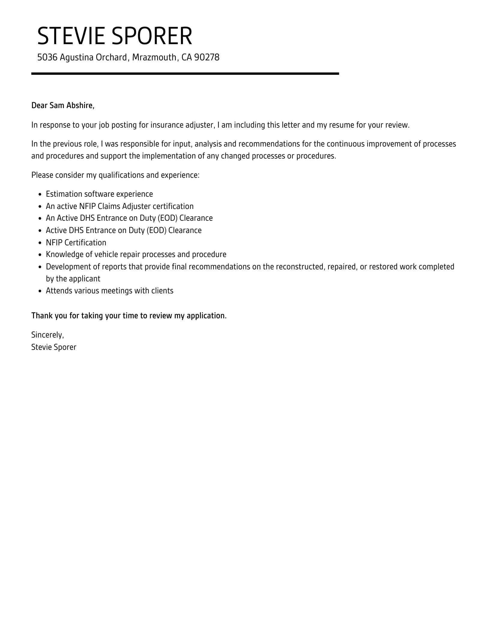 31358 cover letter insurance adjuster 3